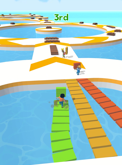Shortcut Run เป็นเกมที่ให้ตัวละครวิ่งเก็บสะสมแผ่นบอร์ด และใช้ปูบนน้ำเพื่อให้สามารถวิ่งผ่านไปได้ รีวิวเกมส์ เกมมือถือเล่นเพลินๆคลายเครียด