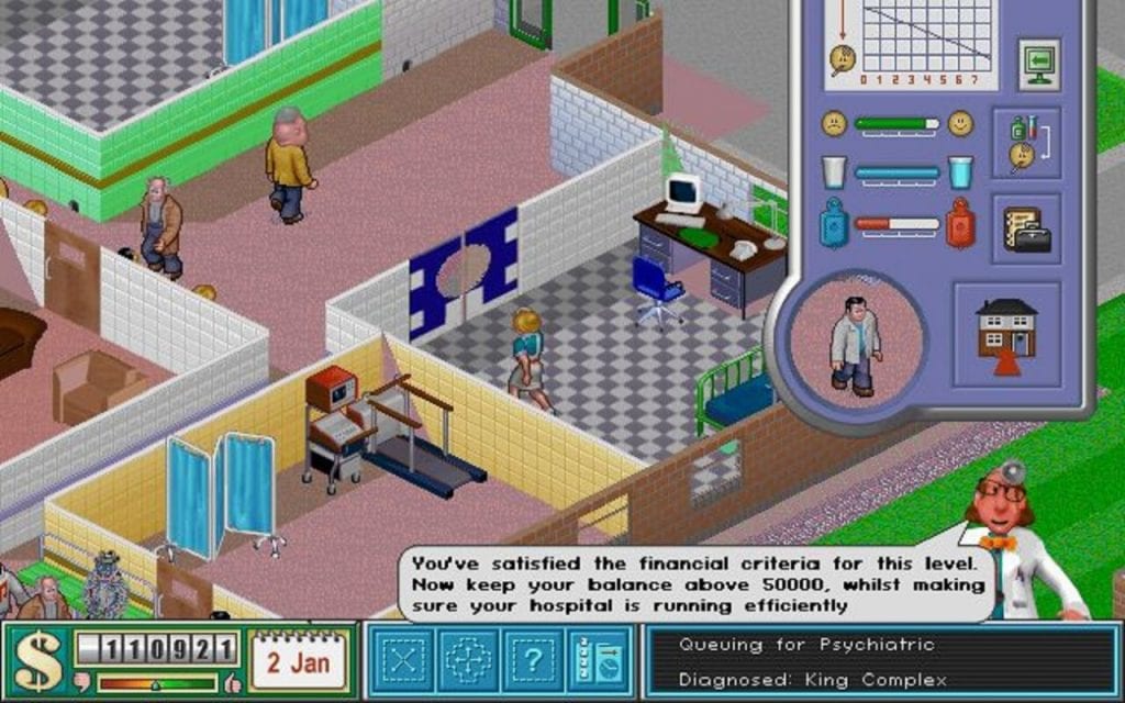 Theme Hospital เกมบริหารโรงพยาบาล ในยุค 90 นั้นเกมอีกหนึ่งแนวที่ได้รับความนิยมคือเกมแนวบริหาร เกมpc Theme Hospital สร้างโรงพยาบาล